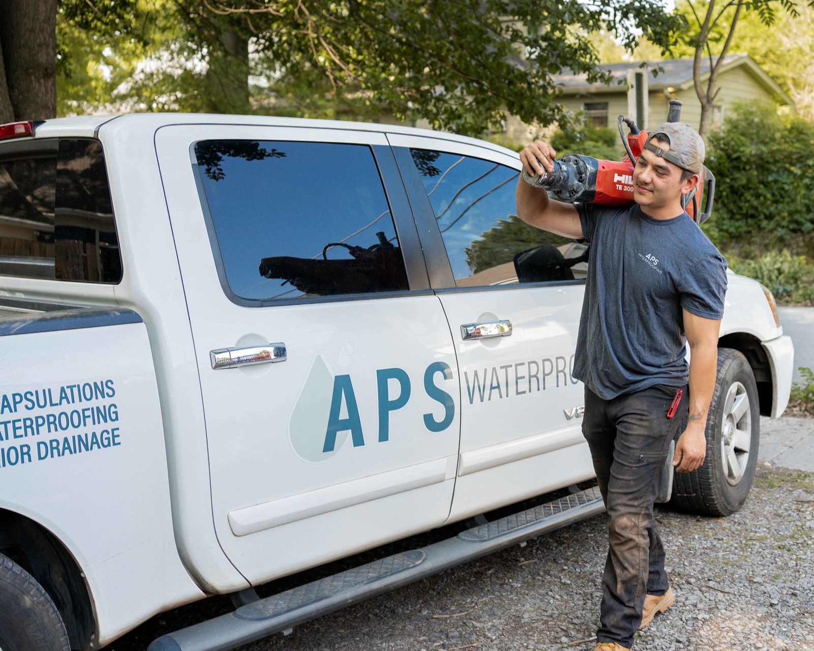 APS Waterproofing team inspecting a crawlspace in Atlanta